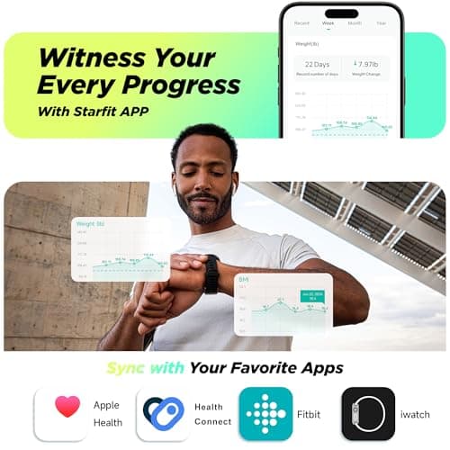 RunStar Smart Scale FSA&HSA Eligible, 8 Electrodes Digital Bathroom Scale for Body Weight and Fat, BMI, Muscle Mass 28 Body Composition Measurement, with Full-Color TFT LCD on Retractable Handle 5