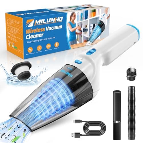 Milunho Powerful Handheld Vacuum Cordless, 9500PA Rechargeable Car Vacuum Portable Cordless, Lightweight & Portable Mini Handheld Vacuum Cleaner with Large-Capacity Battery for Car/Home/Pet