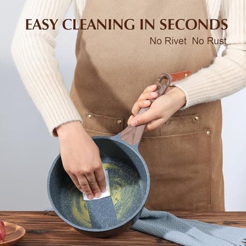 SENSARTE Nonstick Sauce Pan with Lid Saucepan Set, Swiss Granite Coating Sauce Pot Kitchen Cooking Pot, Induction Comptable, Free of Intentionally Added PFOA, 1.5 + 2.5 QT 4