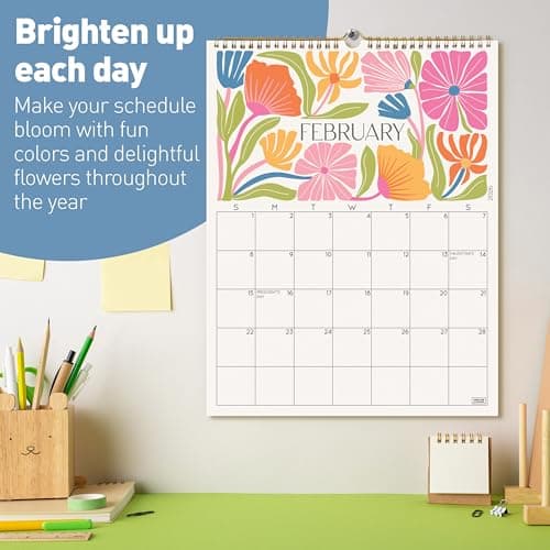 S&O Desert Garden Wall Calendar from January 2026-June 2027 - Tear-Off Monthly Calendar - 18 Month Academic Wall Planner - Hanging Organizer to Track Anniversaries & Appointments - 13.5"x10.5”in 5