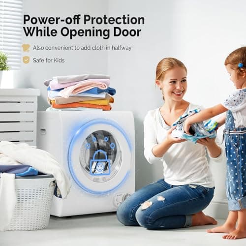 ROVSUN 17.8LBS Full Automatic Washing Machine and 1.5CuFt Portable Clothes Dryer Set, Compact Laundry Washer and Dryer Combo Set with Stainless Steel Inner Tub, for Apartment, Dorms, Home 9