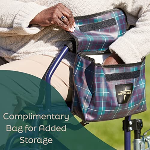 Medline Foldable Transport Chair w/Microban for Seniors, Post Surgery, and Elderly, 300 lb Weight Capacity, 19" Seat, Navy 6