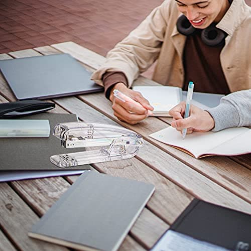 Transparent Acrylic Stapler for Office, Clear Staplers for Desk, Silver Desktop Stapler with 1000 Pcs Standard 1/4" Staples for, Home, School, Business & Classroom Supplies 7