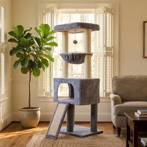 ROYPET Fashion Design 43.3" Cat Trees with Cat Houses,Grey 7