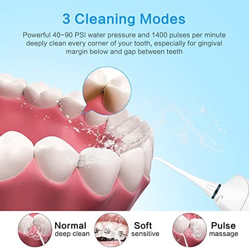 TOVENDOR Electric Water Flosser, Cordless Rechargeable Dental Oral Irrigator IPX7 Waterproof 300ML Travel Water Teeth Cleaner with 5 Tips for Braces Care Teeth Gums Cleaning, Home Office Daily Use 6