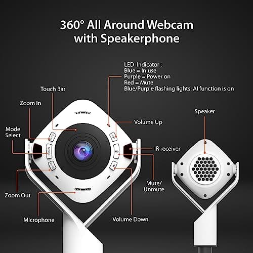 j5create 360 All Around AI-Powered Conference Room Camera with Speakerphone, Smart-Tracking, Auto-Framing, Include a Remote Control (JVU368) 7