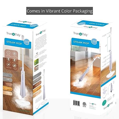 True & Tidy Multi-Surface Steam Mop with Machine Washable Microfiber Pads, Carpet Glider, Water Cup, Compatible with Most Floor Types, 1300watts (Steam Mop, Gray) 8