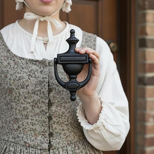 Mystic Colonial Rustic Cast Iron Victorian Door Knocker 1 Pc - 19.5 cm x 10 cm | Black Coated Vintage Colonial Style Front Door Use 6