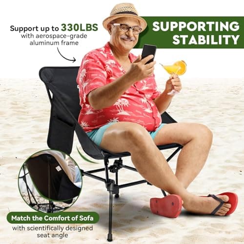 Oragati Lightweight Camping Chair, 2-Way Backpacking Chair High or Low Profile, Portable Folding Camp Chairs Compact Design for Outdoor, Beach, Hiking, Picnic, Black 5
