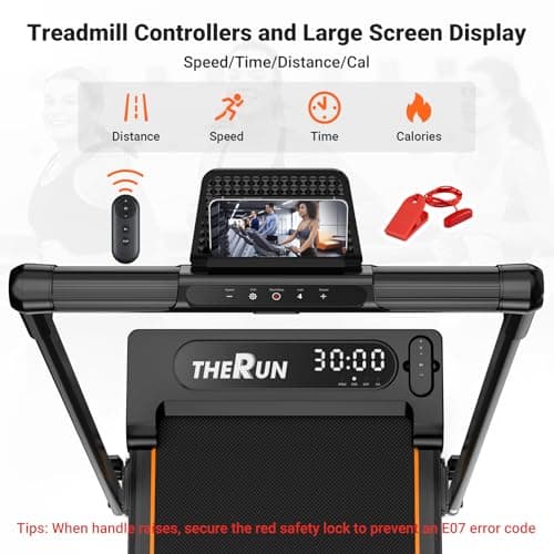 THERUN Walking Pad, 2 in 1 Foldable Treadmills for Home, 2.5HP Under Desk with Handle Bar, 16" Widened Running Belt, with Remote Control & LED Touch Screen 5