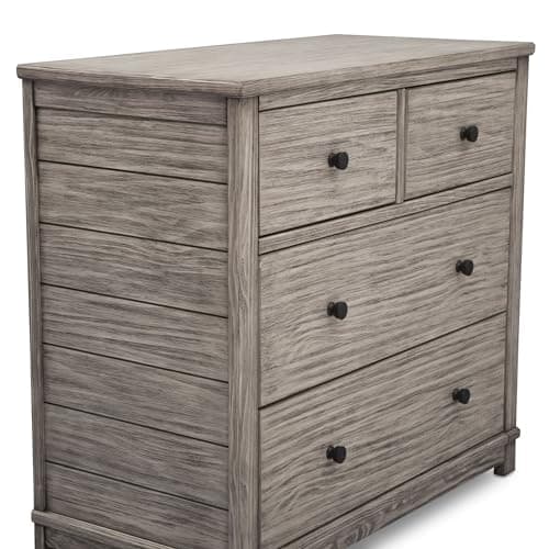 Simmons Kids Monterey 4 Drawer Dresser with Changing Top and Interlocking Drawers, Rustic White 12