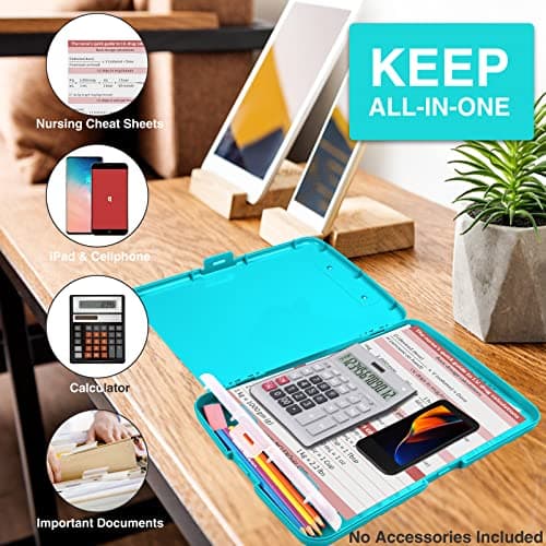Sooez Clipboards with Storage, High Capacity Clip Boards 8.5x11 with Storage, Heavy Duty Nursing Clipboard Folder, Plastic Clipboard with Pen Holder for Women Teachers Work, School & Office Supplies 5