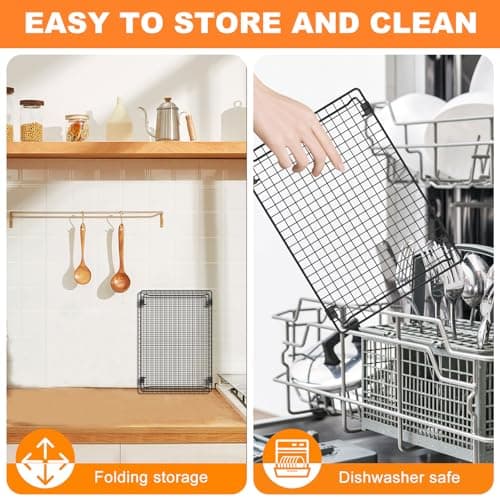 2 Pcs Cooling Racks for Cooking and Baking, 13.4x9.4inch Cookie Cooling Racks, Carbon Steel Wire Cooling Rack for Baking, Stackable Cooling Rack for Baking Cooking Cooling Roasting Making Jerky 6