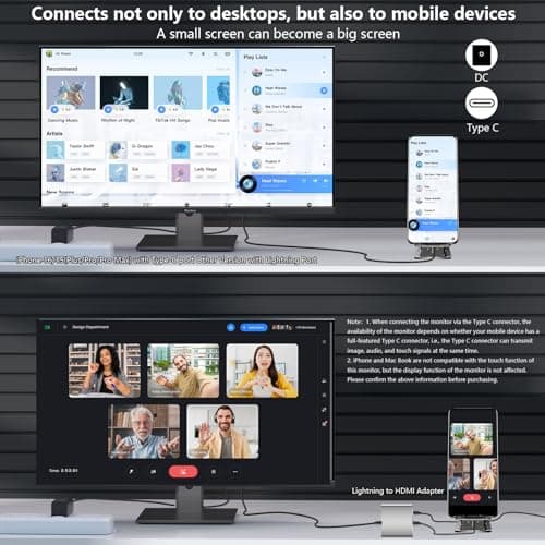 Pisichen Touchscreen Monitor 27 Inch 2K 100Hz Gaming Monitor, QHD 2560x1440 IPS PC Monitor, 10-Point Multi Touch Screen Computer Monitor, USBC HDMI VGA Ports, Built-in Speakers 6