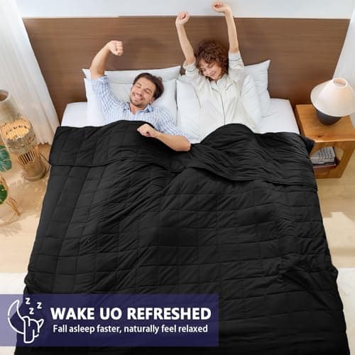 King Size Weighted Blanket for Adults (20 lbs, 80” x 87”, Black) Cooling Heavy Blanket for Sleeping Perfect for 190-210 lbs, Breathable Blanket for Adults & Couple All Season, Machine Washable 5
