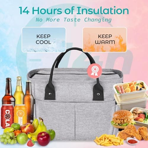 KIPBELIF Cute&Classy Roomy Insulated Lunch Bags for Women - Stylish & Functional Large Tote Adult Lunch Box for Working & Picnic 5