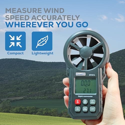 Digital Handheld Anemometer for Wind Speed, Temperature & Wind Chill - Wind Speed Meter, Handheld Wind Meter, HVAC Airflow Meter, Hand Held Wind Gauge for Outdoor Sailing, Shooting, Drone, Golf & Kite 4