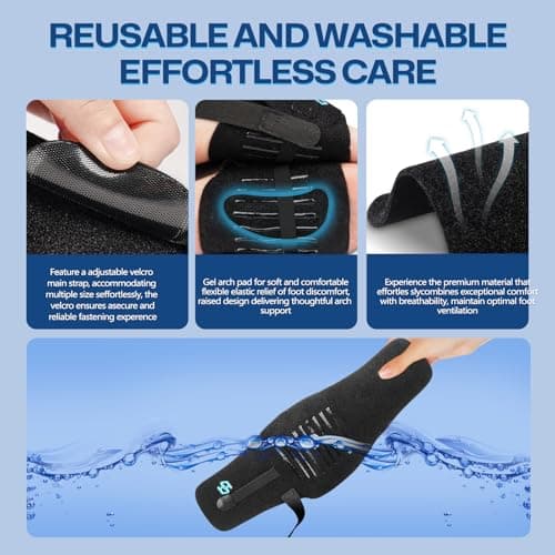 Healrecux Arch Support Braces for Plantar Fasciitis Relief, Adjustable Arch Support Compression Bands, Orthotic Support Sleeves with Gel Pads for Feet Flat, Fallen & High Arches, Foot Pain Support 5