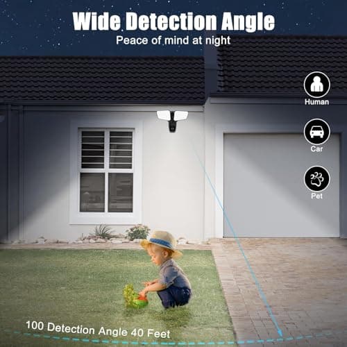 duola Smart Floodlight Camera Outdoor, LED Motion Sensor Security Camera Light with Video, 2 Way Audio, Wired,90dB Siren, Work with Alexa,Waterproof,128 GB Local Storage & Cloud for Home Surveillance 8