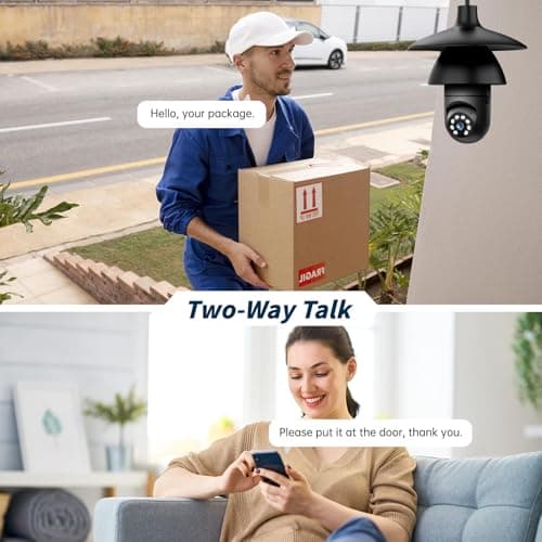 2K Light Bulb Security Camera, 2.4/5GHz Wi-Fi 6 Security Cameras Wireless Outdoor, 360° PTZ Cameras for Home Security with Color Night Vision, Human Detection, 2 Way Talk, Easy Installation, 2 Pack 5