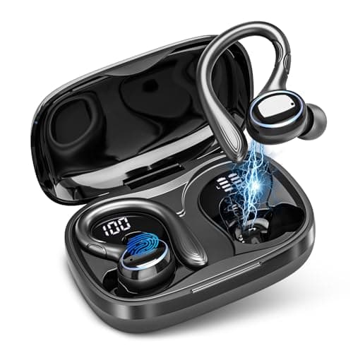 Catitru Wireless Earbuds Bluetooth Headphones Sport, 2024 Bluetooth Earbuds Stereo Ear Buds, Noise Cancelling Mic, IP7 Waterproof Headset for Workout/Running Black