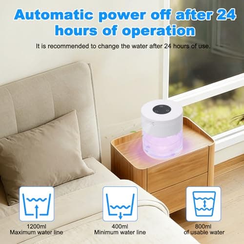 Water Air Purifiers for Home, Water Based Air Purifiers, Quiet 3-Speed Air Washer, 8-Color Light Air Revitalizer, 24H Auto Shut-off Rainbow Air Purifier machine for Bedroom, Office, Living room, Pet 5
