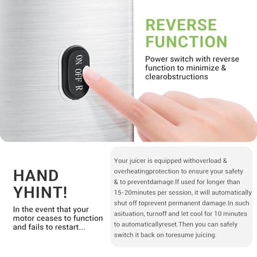 AMZCHEF Cold Press Juicer, 3.1" Juicer Machines with Large Feed Chute for Whole Fruits & Vegetables, Stainless Steel Juice Extractor with Large Auger, Dual Strainers, Easy Cleanup & Assembly 7