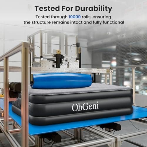 OhGeni 18" Luxury Air Mattress Queen with Built-in Pump, Silk Foam Topper Inflatable Bed for Superior Comfort, Premium Blow-Up Mattress for Home & Guest, Easy Setup, Extra Support, Black 9
