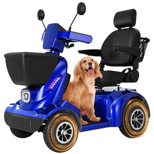 MS09 MAX All-Terrain 1000W Electric Mobility Scooter for Adults & Seniors, 500 LBS Load, 32 Miles Range Heavy-Duty Powered Wheelchair with Bluetooth, Front & Rear Storage Baskets, Off-Road Suspension