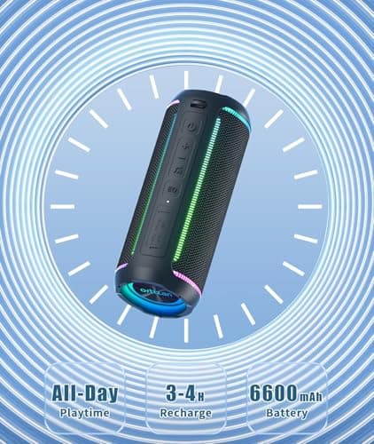 Ortizan Portable Bluetooth Speaker (3nd Gen), Bold 40W Sound with DSP Bass Boost, IPX7 Waterproof, 30Hrs of Playtime, TWS, BT 5.3, Colorful Lights, EQ, USB, Wireless for Home, Outdoor, Party - Black 5