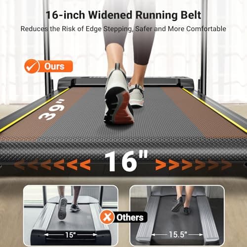 THERUN Walking Pad, 2 in 1 Foldable Treadmills for Home, 2.5HP Under Desk with Handle Bar, 16" Widened Running Belt, with Remote Control 7