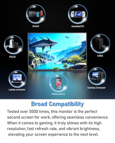 2.5K 144Hz Portable Gaming Monitor 16", 2560x1600, Plug & Play, 100% sRGB, 500nits, 16:10, Eye Care Second Computer Display with Speakers for Laptop, PC, Mac, P-S4/5, Sw-tch, X-BO, USB-C/HDMI, (K16G) 7