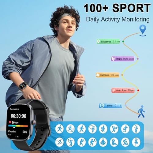 Soudorv Smart Watch, 1.91" HD Smartwatch for Men Women, 2026 Fitness Watch (Answer/Make Call), Pedometer/Sleep Monitor/Heart Rate/110+ Sport Modes/IP68 Waterproof, Fitness Tracke for Android iOS 6