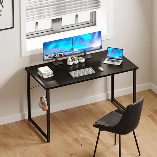 ODK 48 Inches Computer Desk for Small Spaces, Study Table for Home Office, Writing Desk with Headphone Hooks, Black 6