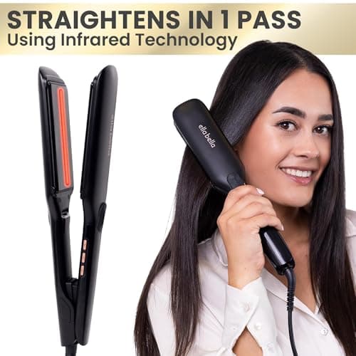 ELLA BELLA® Titanium Flat Iron Hair Straightener (with Infrared) • Professional Straightening Iron • Digital Display to Accurately Control Temperature • As Featured in Good Housekeeping 7