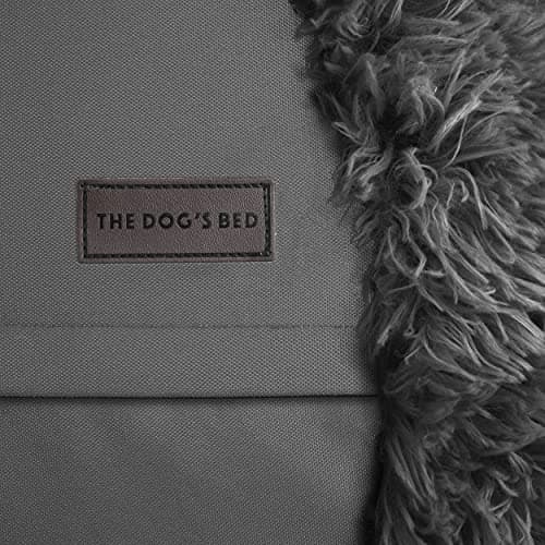 The Dog’s Bed Calming Donut Dog Bed, Plush Faux Fur Round Cuddler Nest, One-Piece Design (No Zip), Raised Bolster – Grey, Small 23" 5