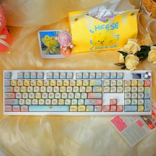 GMK104 Barebones Keyboard Kit with Screen&Knob,QMK/VIA Programmable BT5.0/2.4GHz/Type-C Tri-Mode Gasket Mounted Hot Swap RGB Backlit Full Size Custom PCB Kit DIY Mechanical Keyboard for Win/Mac(White) 7