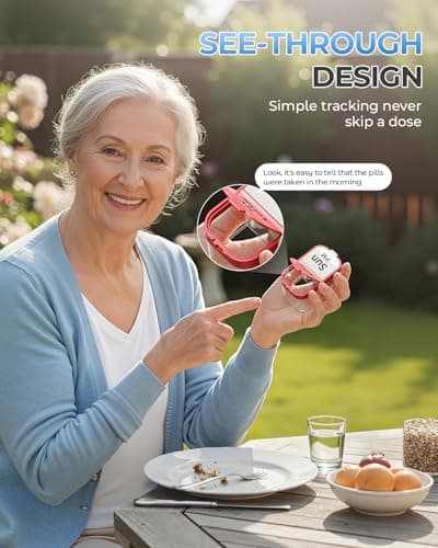 Odaro Extra Large Weekly Pill Organizer, XL Pill Box 7 Day Am Pm, Jumbo Medicine Organizer 2 Times A Day to Hold Daily Medicine Vitamin and Supplements - Rainbow 5