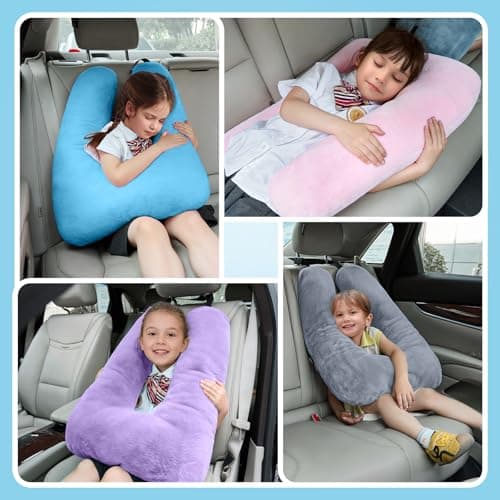 BGZBGZ Travel Pillow, Car Pillow for Kids, Car Sleeping Pillow for Adults, Travel Pillow for Kids with Adjustable Strap, Support Head and Neck on Road Trips, Car Travel Essentials,Grey 6