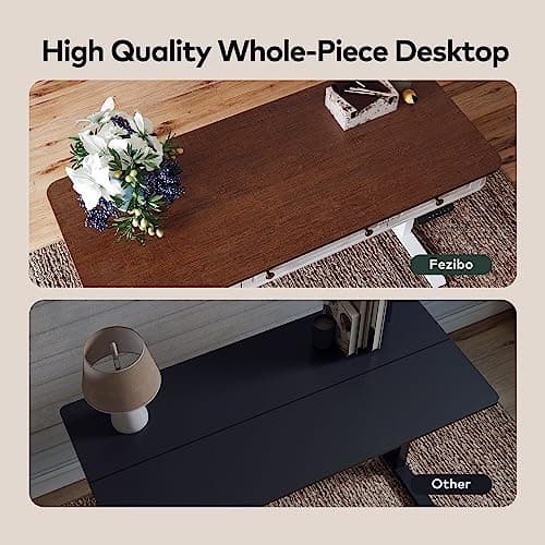 FEZIBO Electric Standing Desk with 3 Drawers, Sit Stand Up Desk Height Adjustable, Farmhouse Desk for Home Office/Study, 48 inch Sandalwood Washed White(2 Packages) 5