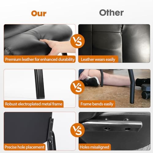 Elevon Waiting Room Chairs No Wheels Set of 4, Leather Stationary Office Reception Guest Chair with Padded Arms for Elderly Desk Conference Room Lobby Table Side Salon 6