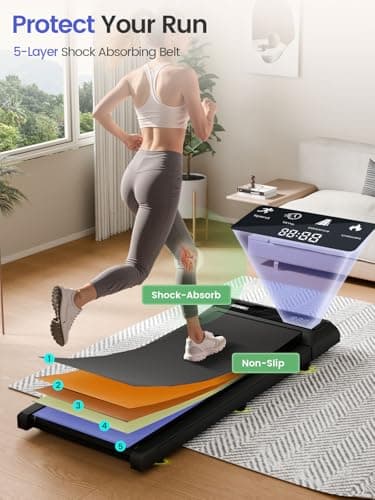 Jackfield Walking Pad Treadmill, 2.5HP Treadmills for Home, Portable Under Desk Treadmill with 5% Incline, 3 in 1 Compact Walking Pads with LED Display, 265 Lbs Capacity, Remote Control 6