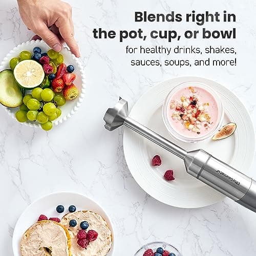 Elite Gourmet EHB1300 Cordless, Rechargeable Hand Blender, Variable Speed Blending with One-Touch Power Button, Stainless Steel Blades, Portable, Easy Control Stick Mixer, Baby Food, Charcoal Grey 6