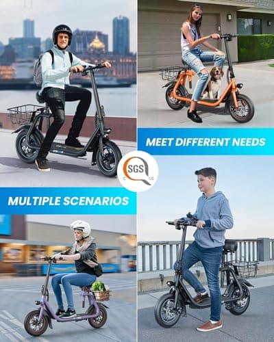 Gyroor Electric Scooter for Adults with Seat & Basket, 450W Motor, 20 Miles Range - Commuter Scooter for Grocery Shopping, Campus, Neighborhood Errands & Pet Travel 5