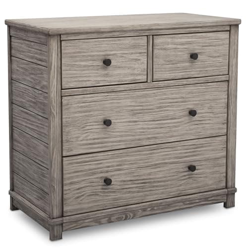 Simmons Kids Monterey 4 Drawer Dresser with Changing Top and Interlocking Drawers, Rustic White 11