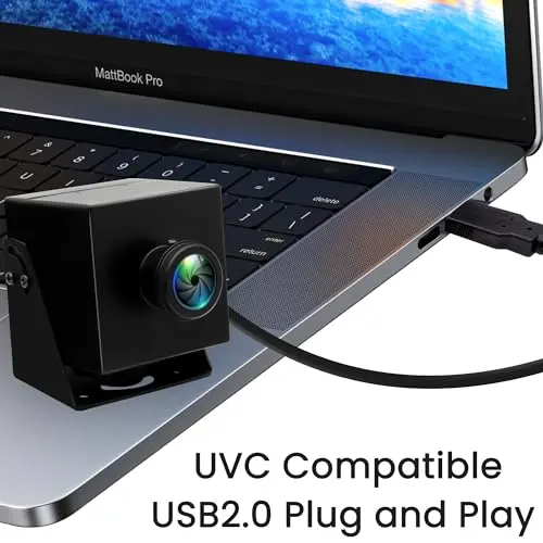 IFWATER 48MP USB Camera 8K Webcam 6000P Ultra HD Cam with 200Degree Wide Angle Fisheye Lens PC Computer Lightburn for Laser Engraver Plug and Play for Document Scanning Face Recognition 6