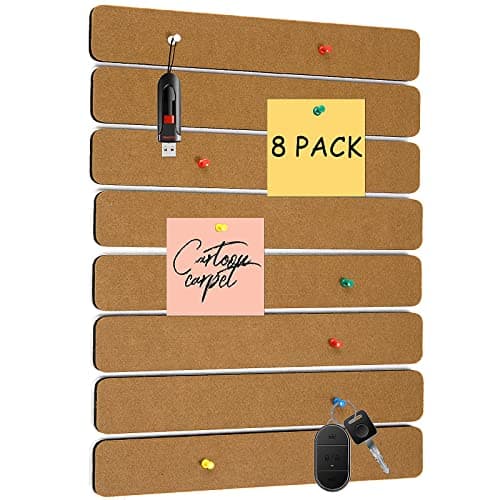 8 Packs Strips Felt Bulletin Board Bar with 50 Push Pins for Office Home,Self-Adhesive Felt Cork Board Bar Strips for Paste Notes, Photos, Schedules(Brown)
