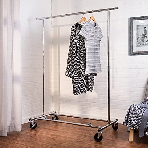 Honey-Can-Do Collapsible Expandable Rolling Garment Rack, Chrome GAR-01304 Chrome 40 lbs 5