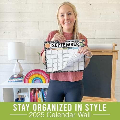 Hadley Designs Wall Calendar 2025-2026 – 18-Month Hanging Calendar 2025-2026 for Family, Home, School, & Office, Spiral Bound with Large Date Blocks & Notes Sections (Doodle) 5