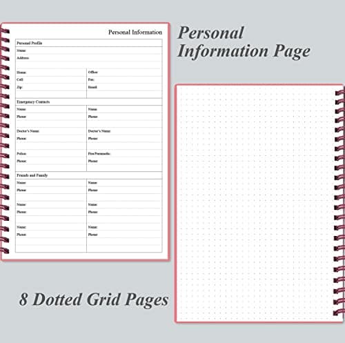 Daily Planner Undated - A5 To Do List Notebook Hourly Schedules, Spiral Appointment Planner for Women and Men, PVC Hardcover, Inner Pocket, Elastic Closure, 5.8" x 8.3", Pink 5